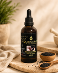 Golden Drops cold pressed black seed oil 100 mL amber dropper bottle