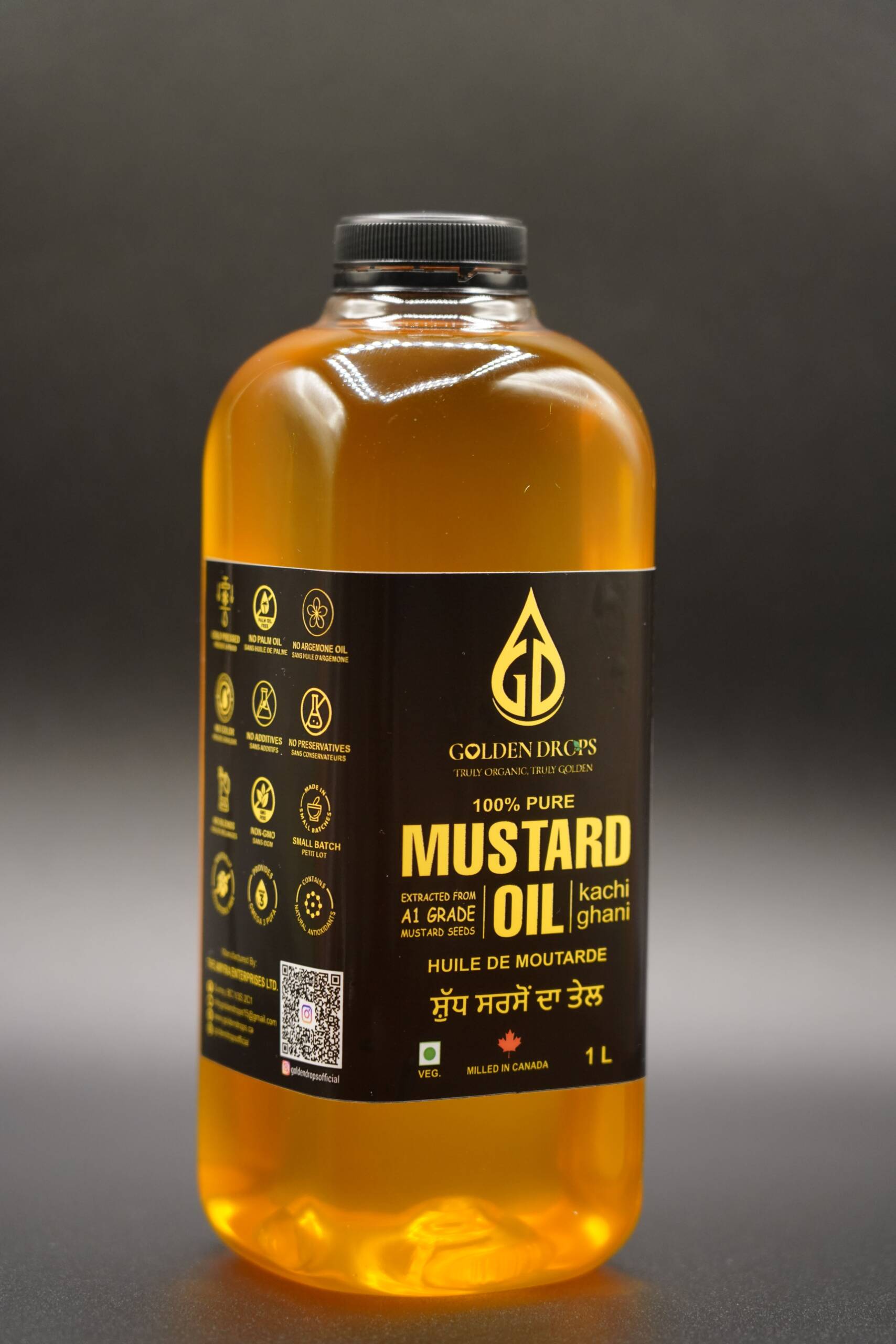 Golden Drops Cold Pressed Mustard Oil 1 Liter - Image 3