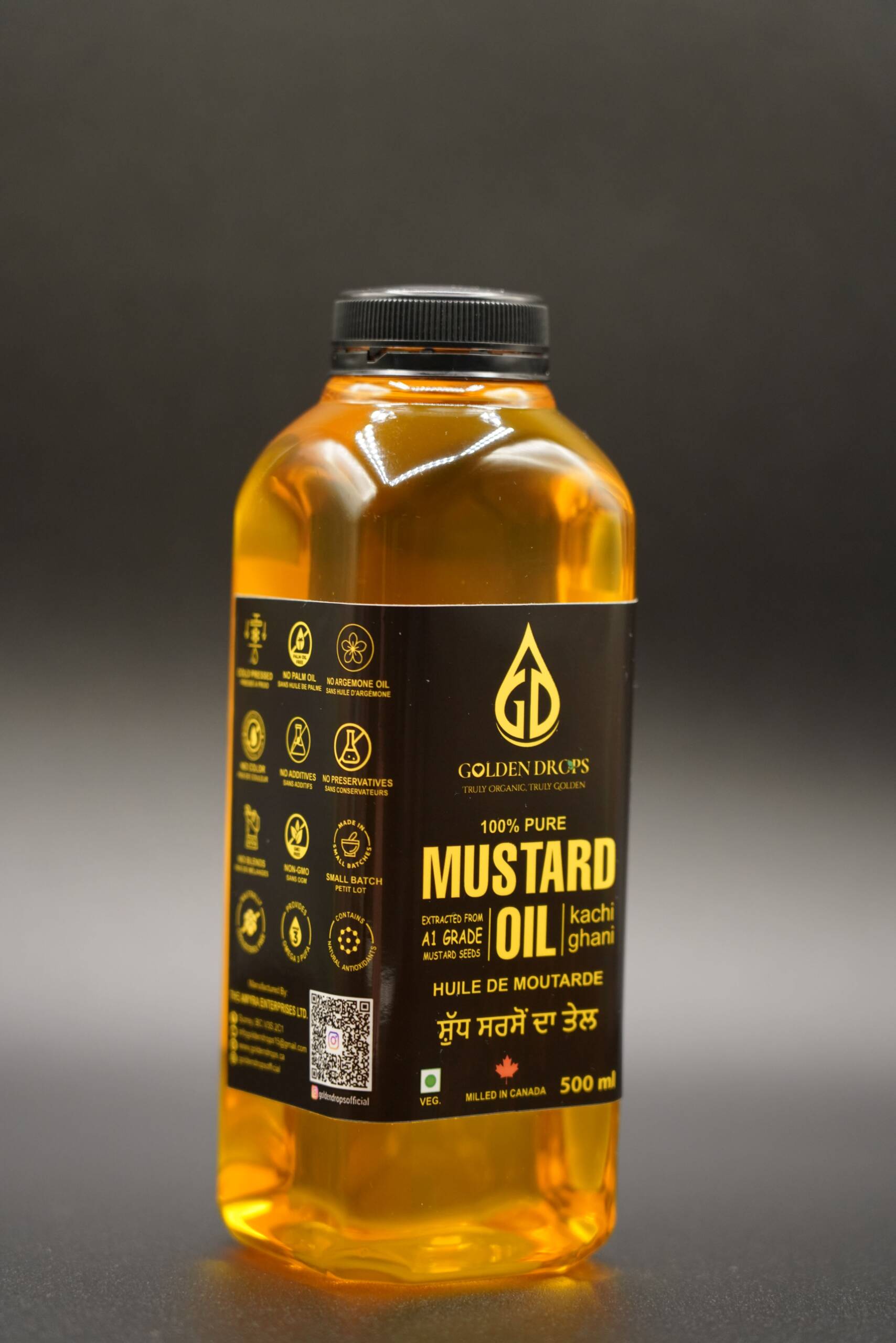 Golden drops cold pressed mustard oil (500ml) - Image 2